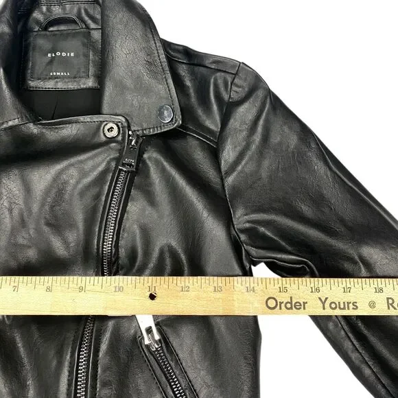 Elodie Nordstrom Womens Size XS Moto Jacket Black Faux Leather - Picture 8 of 16